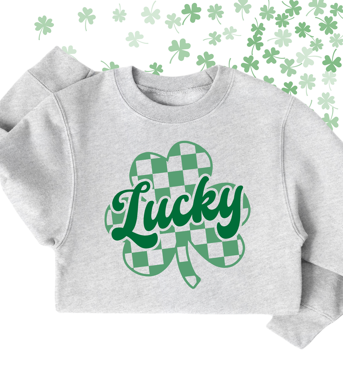 LUCKY CHECKERED CLOVER TEE/CREW - TODDLER/YOUTH