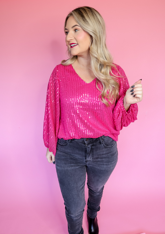 FOREVER FALLING PINK SEQUIN TOP