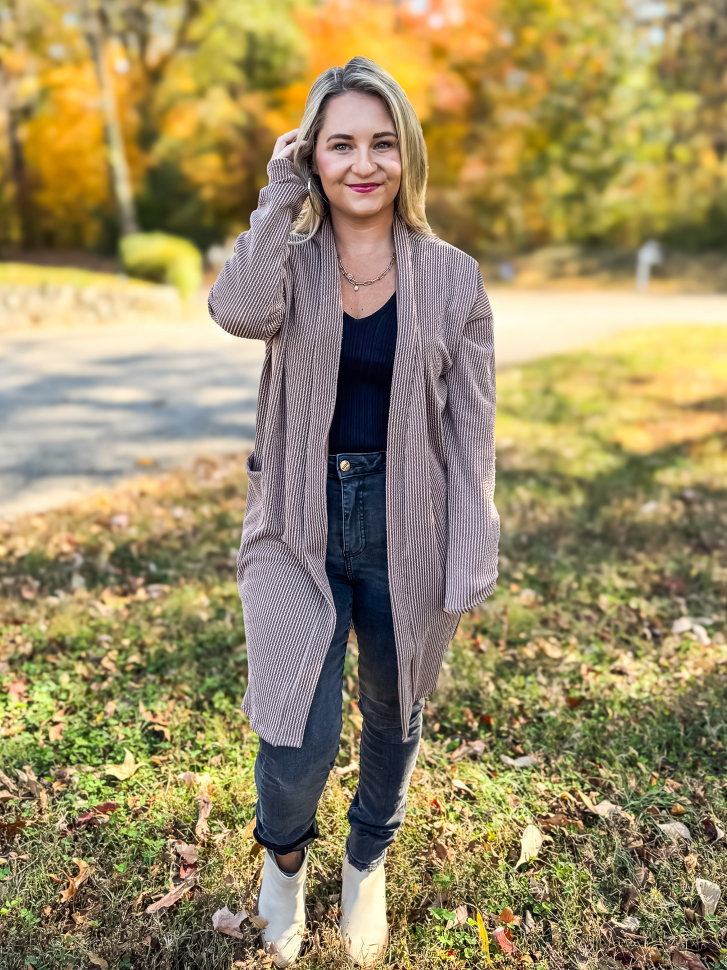 LUCKY TO HAVE YOU RIBBED LONG LINE CARDIGAN