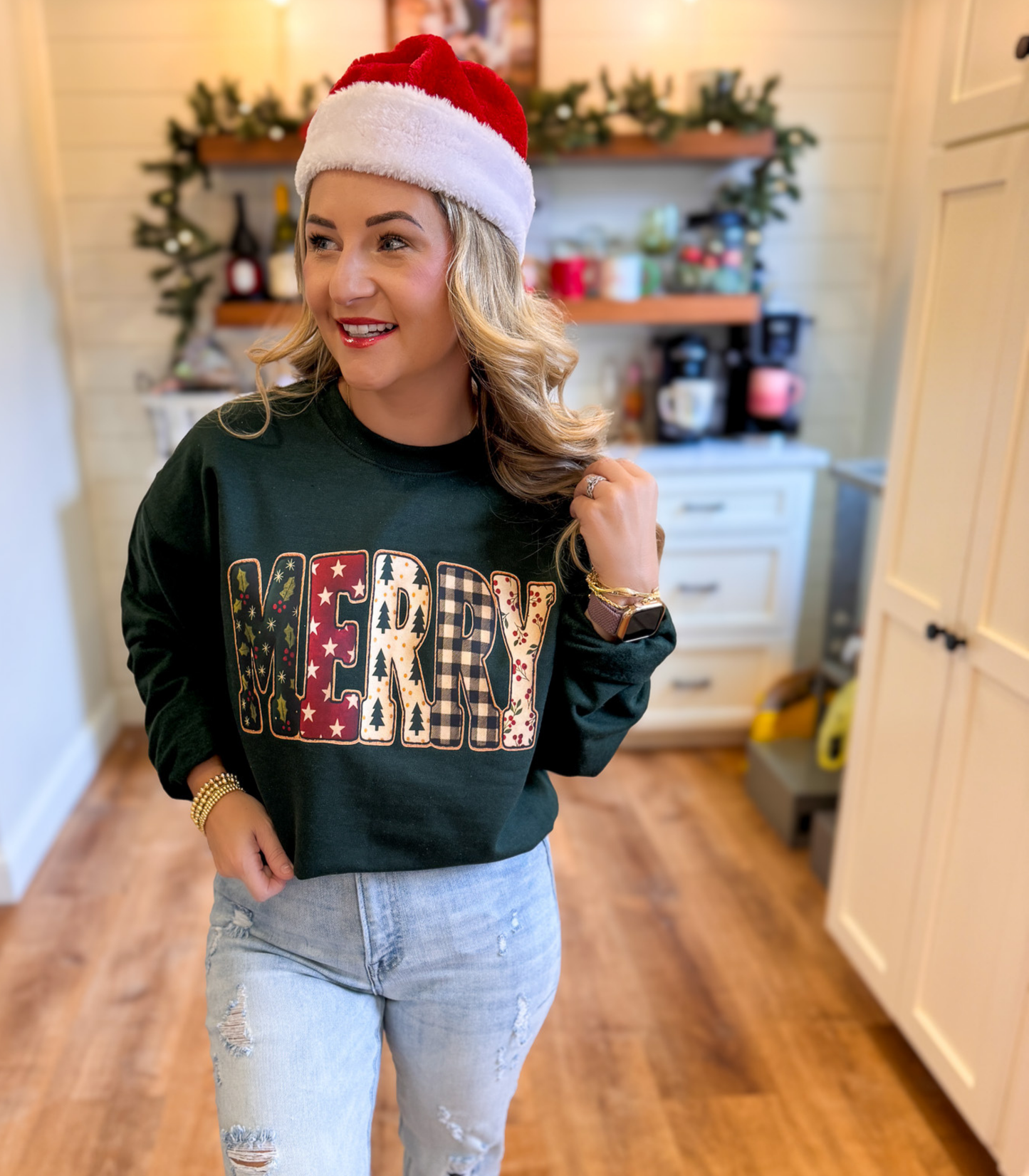 FAUX FABRIC MERRY - SWEATSHIRT OPTIONS