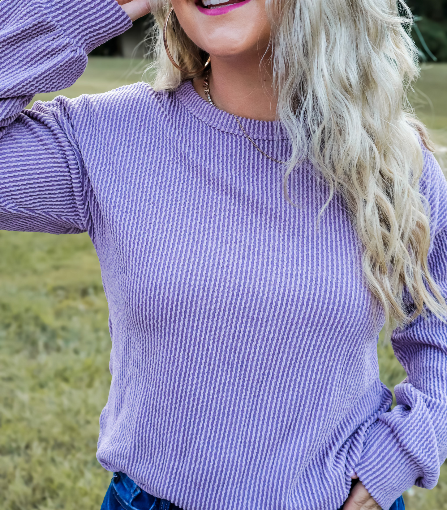 DUSTY LAVENDER HAZE RIBBED TOP