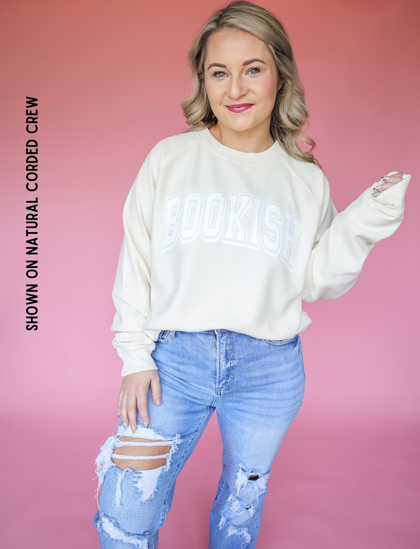 BOOKISH NATURAL CORDED CREW