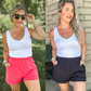 WHITE DOUBLED LAYERED V NECK TANK - BEST OF THE BEST BASIC