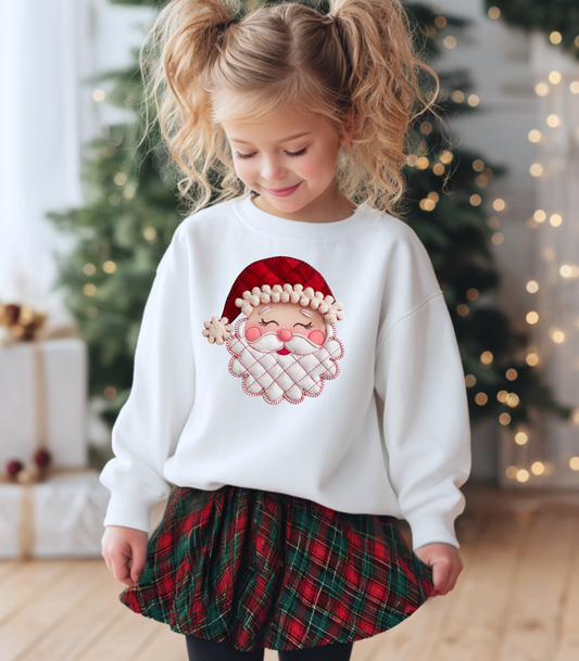 YOUTH FAUX QUILTED SANTA - TODDLER & YOUTH SWEATSHIRT OPTIONS