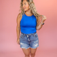 BLUE DOUBLED LAYERED HIGH NECK TANK - BEST OF THE BEST BASIC - FINAL SALE