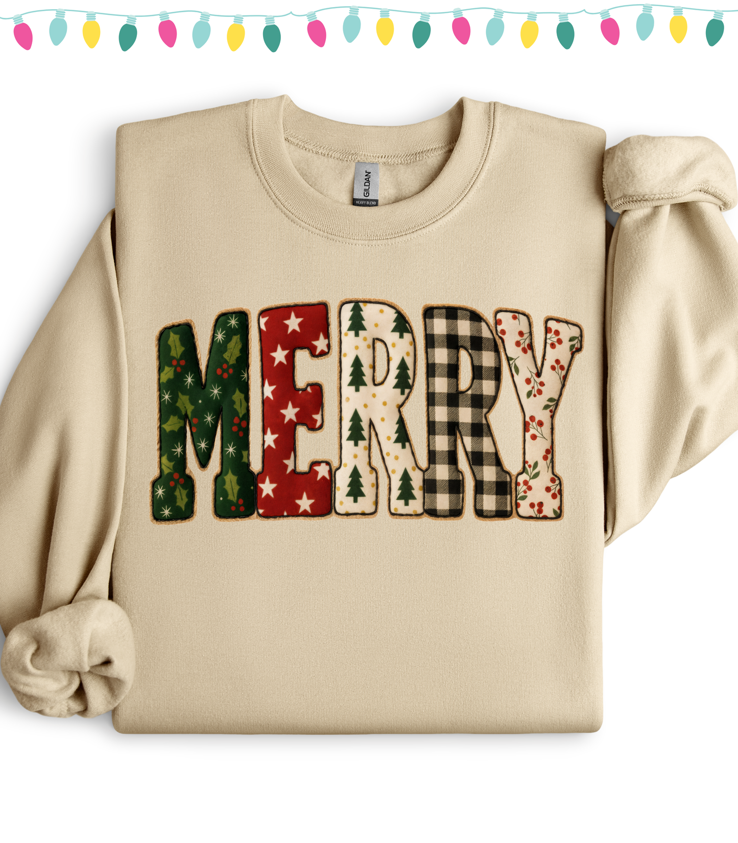 FAUX FABRIC MERRY - SWEATSHIRT OPTIONS