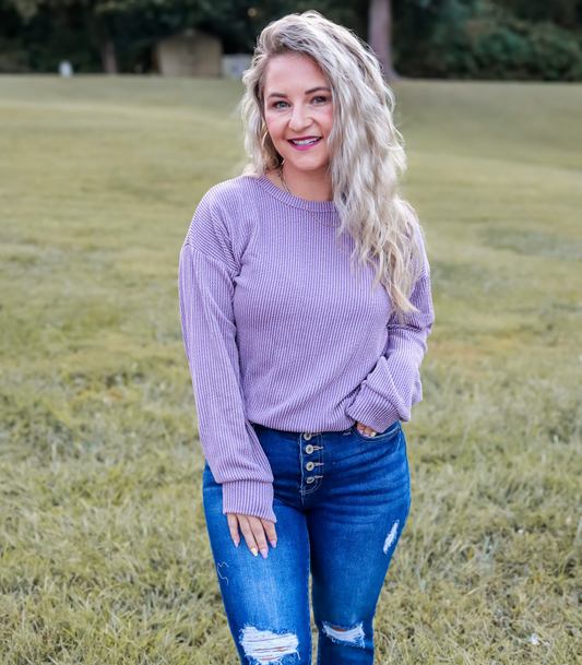 DUSTY LAVENDER HAZE RIBBED TOP