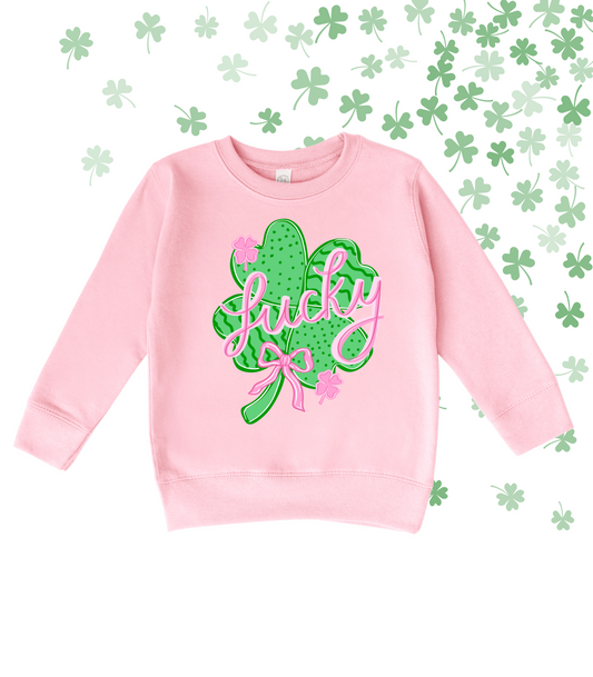 PRETTY IN PINK LUCKY TEE/CREW - TODDLER/YOUTH