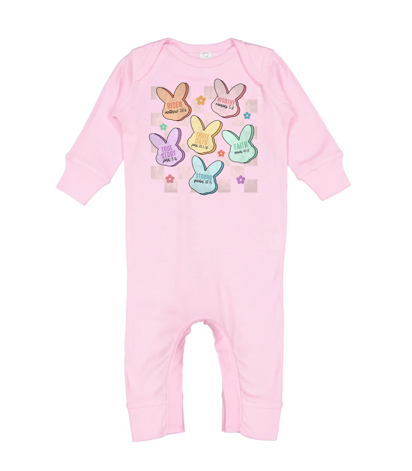 INFANT CHECKERED BUNNY CANDY ROMPER