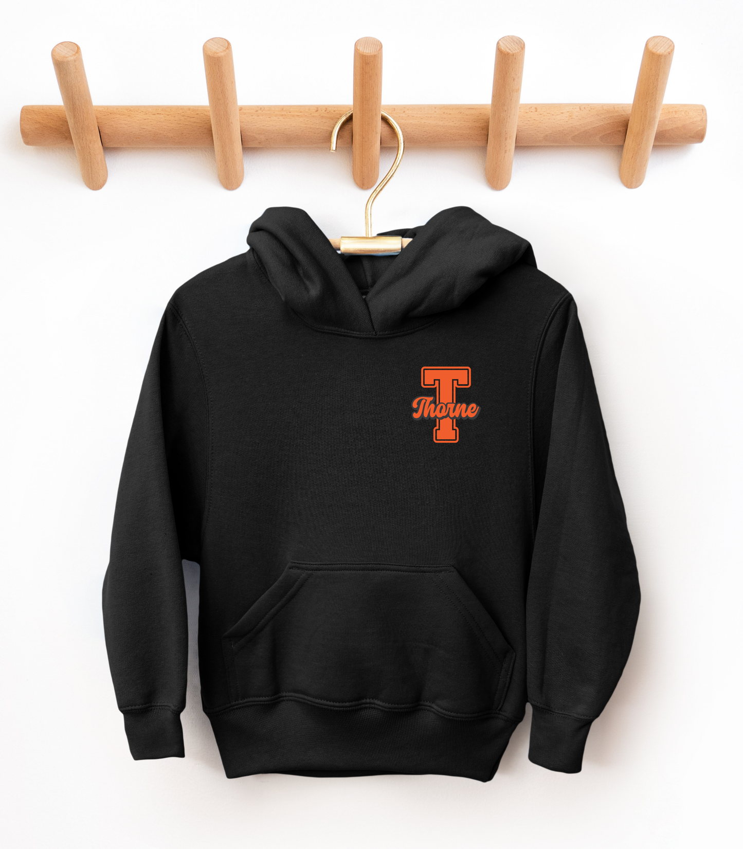 YOUTH THORNE FRONT + BACK LIONS SCRIPT (orange T front) - TODDLER & YOUTH SWEATSHIRT OPTIONS