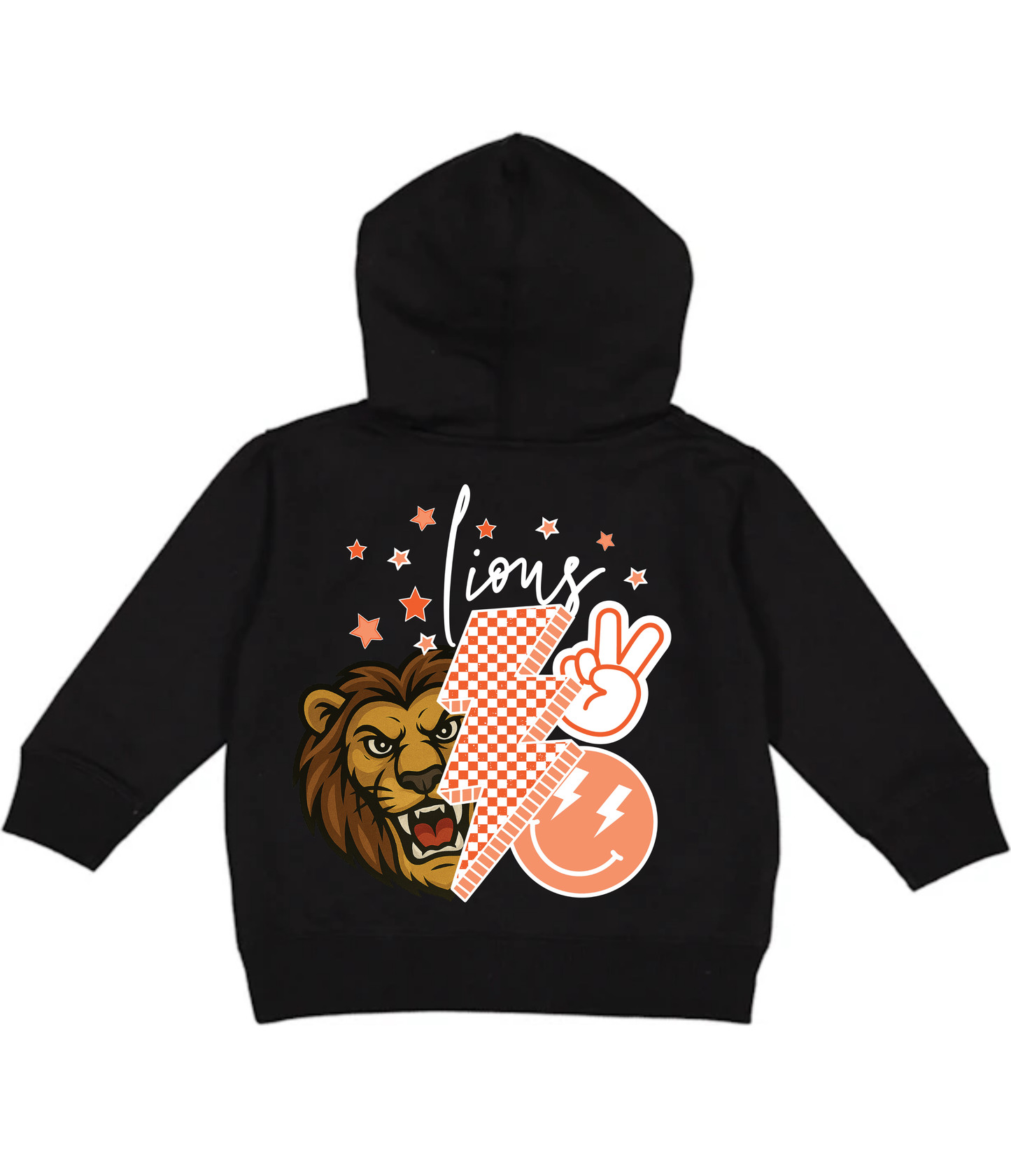 YOUTH THORNE FRONT + BACK LIONS SCRIPT (orange T front) - TODDLER & YOUTH SWEATSHIRT OPTIONS