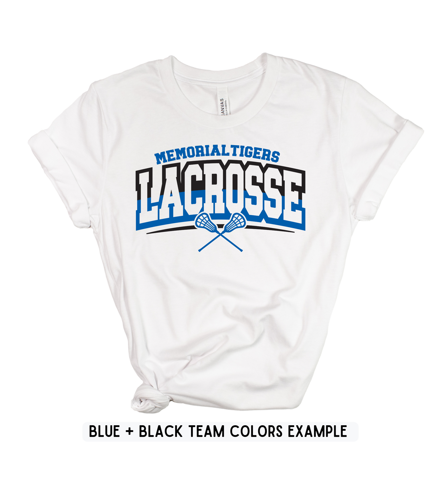 ADULT CUSTOMIZABLE SPLIT COLOR LACROSSE TEE OPTIONS