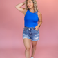 BLUE DOUBLED LAYERED HIGH NECK TANK - BEST OF THE BEST BASIC - FINAL SALE