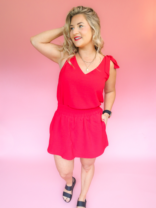 BROOKLYN AIRFLOW SKORT - RED