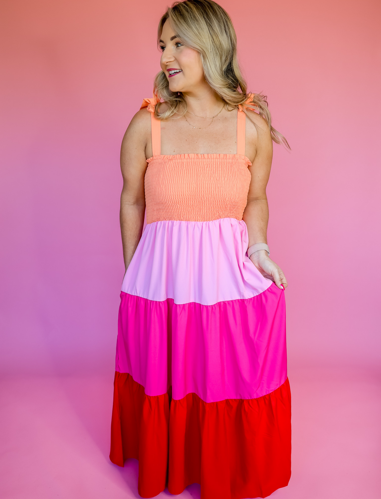 MEET ME IN PARADISE COLOR BLOCK MAXI DRESS - LAST ONE