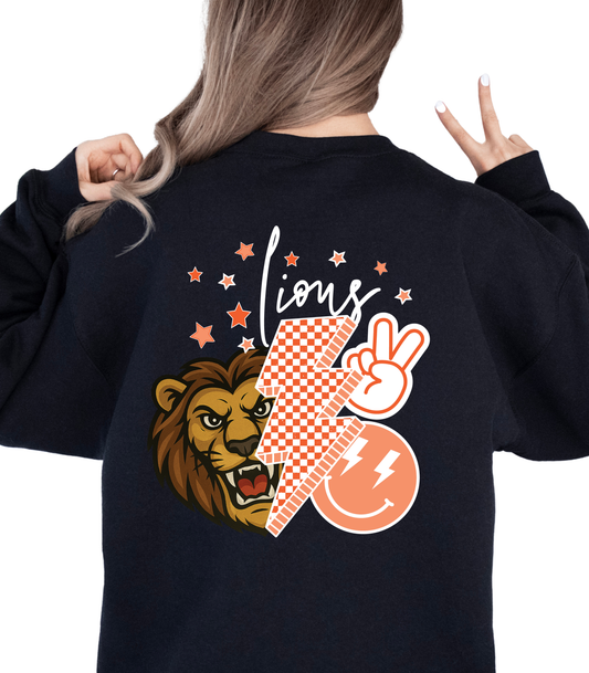 THORNE FRONT + BACK LIONS SCRIPT (orange T front)  - SWEATSHIRT OPTIONS