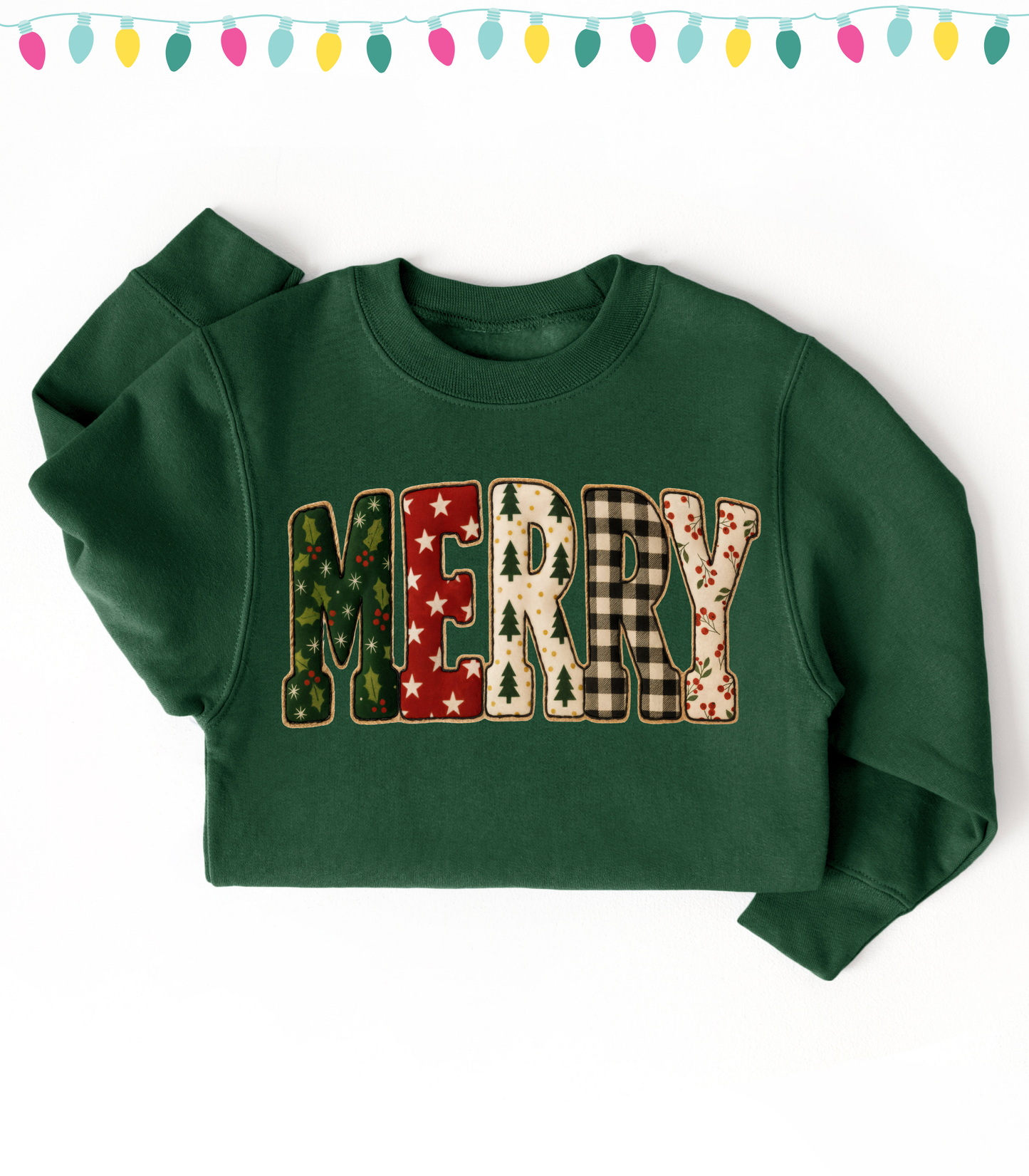YOUTH FAUX FABRIC MERRY - TODDLER & YOUTH SWEATSHIRT OPTIONS
