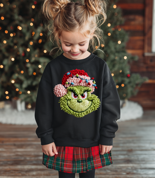 YOUTH FAUX YARN GRINCH - TODDLER & YOUTH SWEATSHIRT OPTIONS