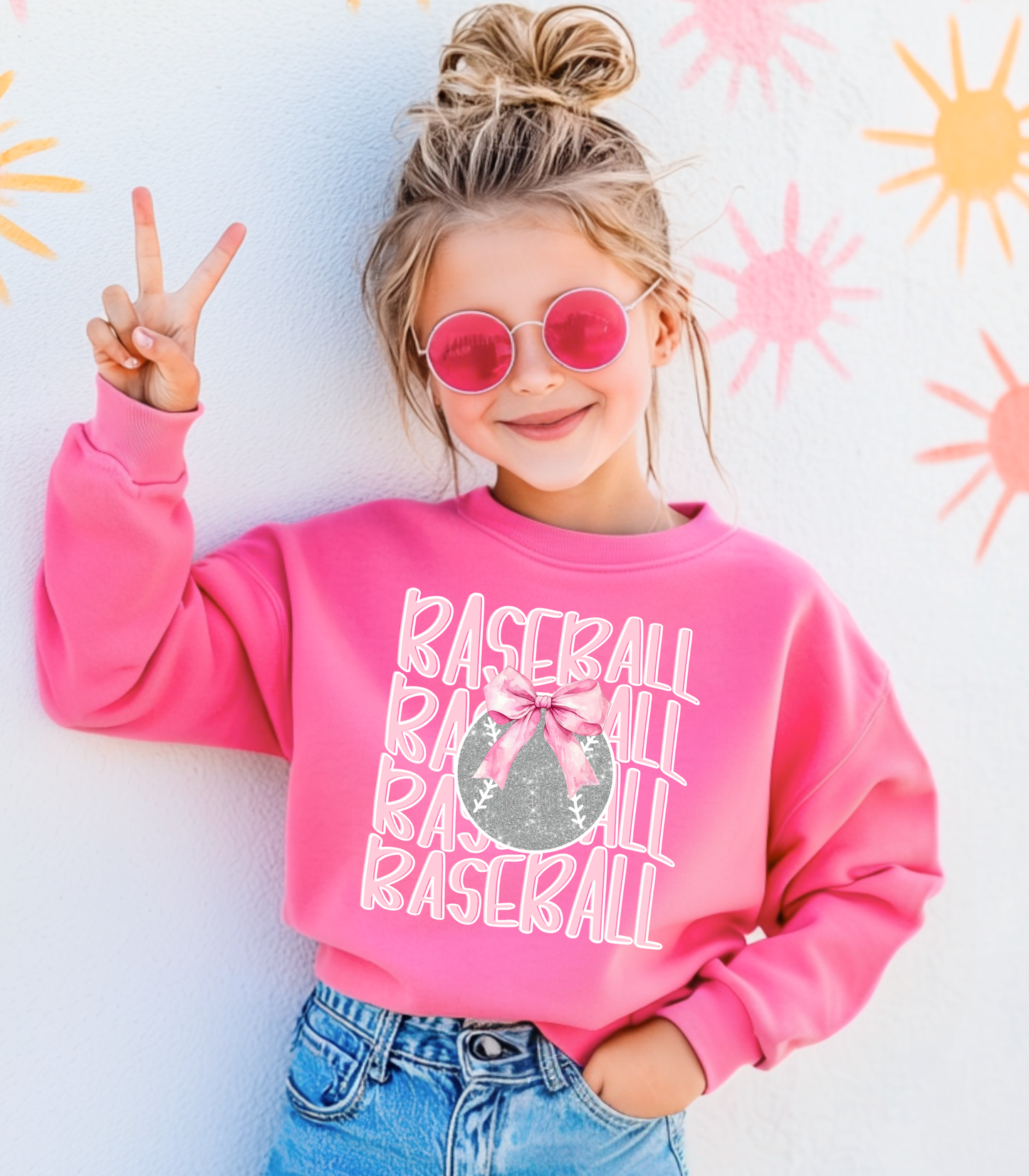 PINK BASEBALL STACKED - MULTIPLE STYLES - TODDLER/YOUTH