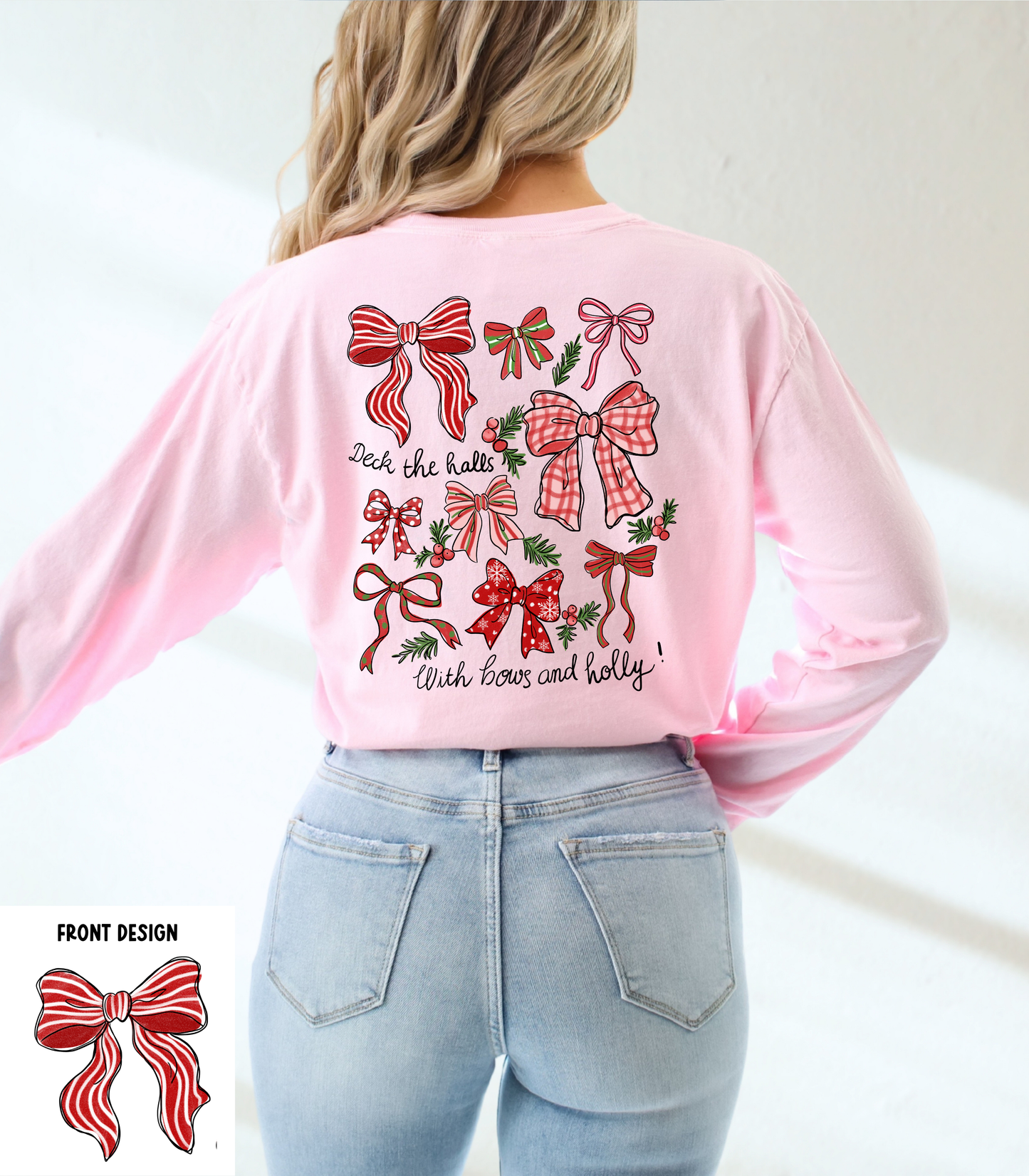 DECK THE HALLS FRONT+BACK - TEES + LONG SLEEVE TEES