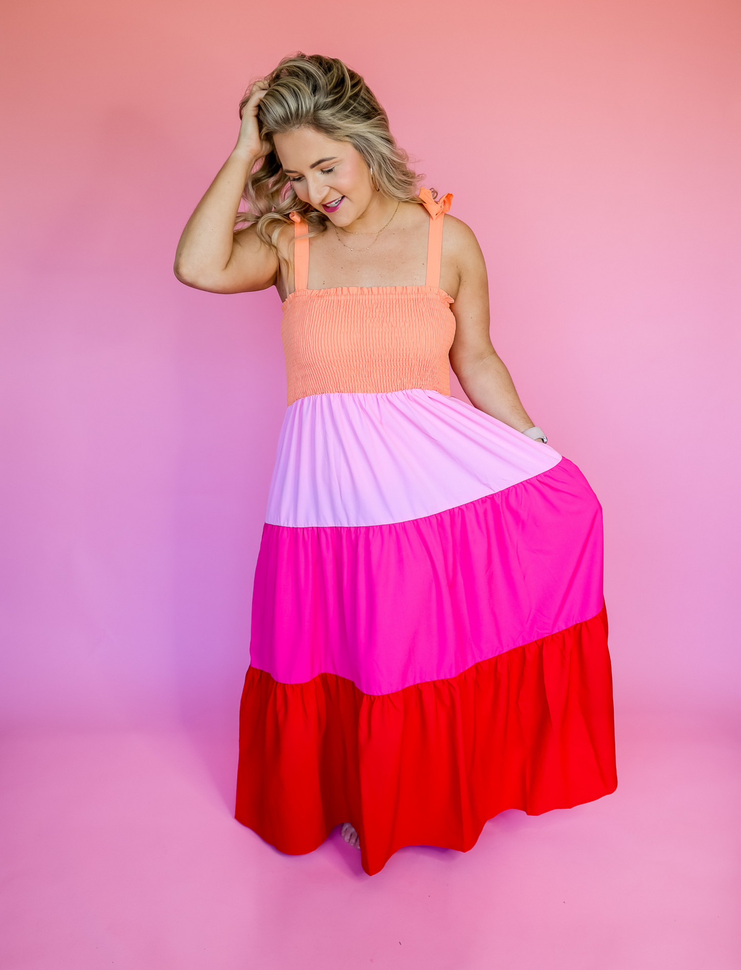 MEET ME IN PARADISE COLOR BLOCK MAXI DRESS - LAST ONE