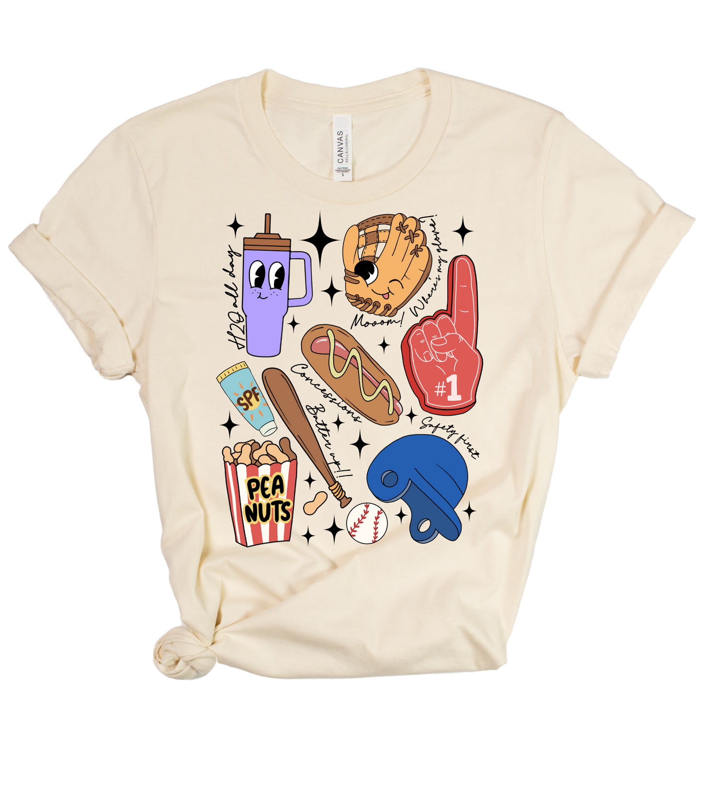 BASEBALL CARTOON COLLAGE TEE OPTIONS