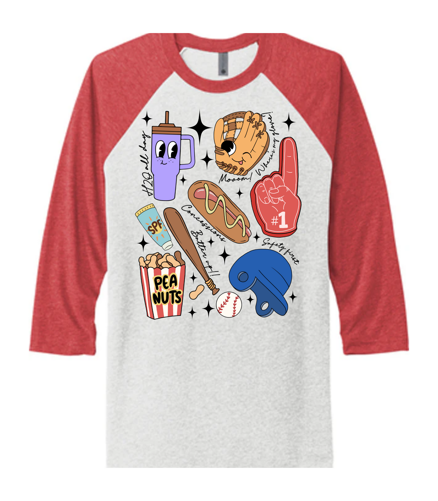 BASEBALL CARTOON COLLAGE TEE OPTIONS