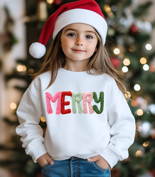 YOUTH FAUX YARN MERRY - TODDLER & YOUTH SWEATSHIRT OPTIONS