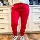 COZY UP CHRISTMAS BASIC FLEECE JOGGERS - RED