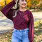 AUTUMN NIGHTS SKY METALLIC RIBBED KNIT TOP