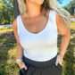 WHITE DOUBLED LAYERED V NECK TANK - BEST OF THE BEST BASIC