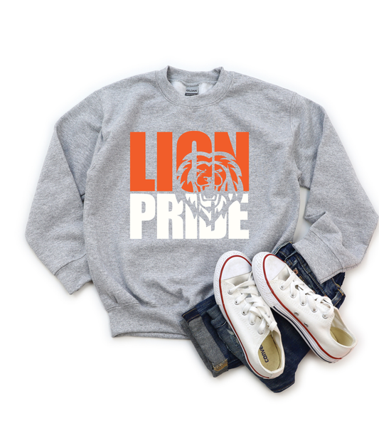 YOUTH ORANGE LION CUTOUT LION PRIDE - TODDLER & YOUTH SWEATSHIRT OPTIONS