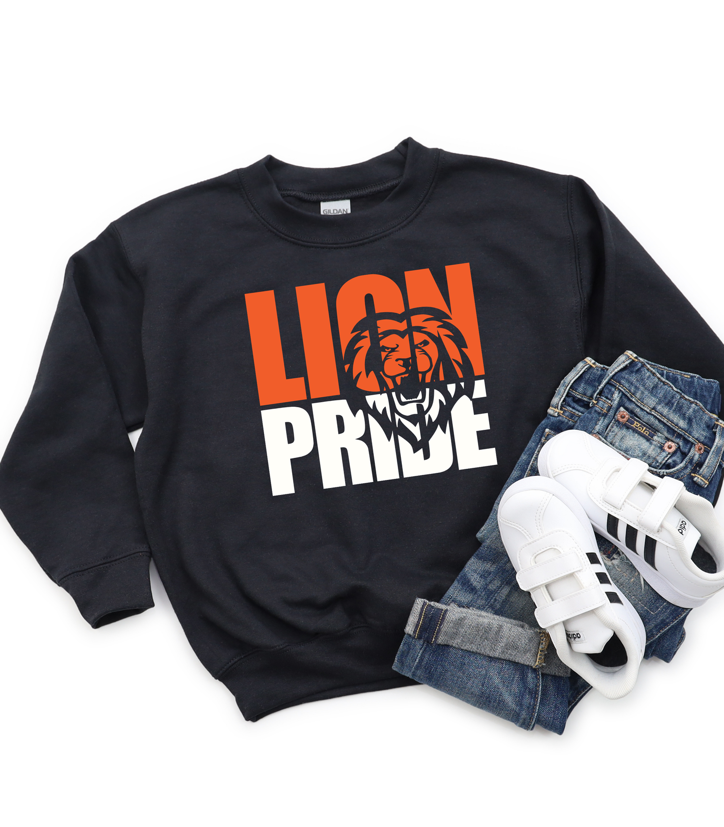 YOUTH ORANGE LION CUTOUT LION PRIDE - TODDLER & YOUTH SWEATSHIRT OPTIONS
