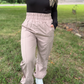 *BEST SELLING* ON THE MOVE SMOCKED WAIST JOGGERS - TAUPE