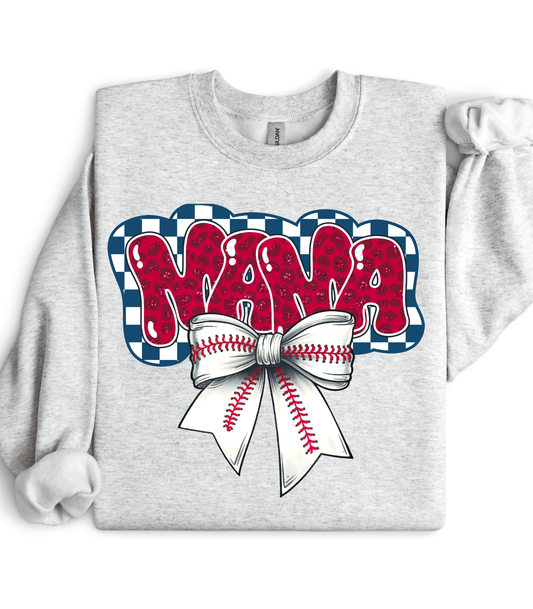 BASEBALL MAMA CHECKERED BOW - MULTIPLE STYLES