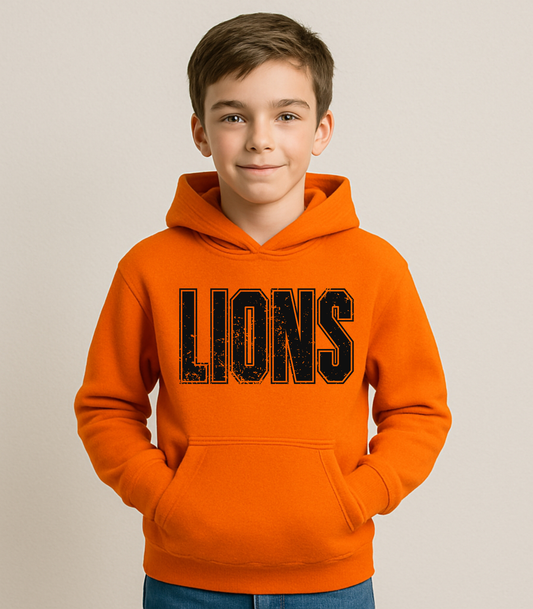 YOUTH BLACK DISTRESSED LIONS - TODDLER & YOUTH SWEATSHIRT OPTIONS