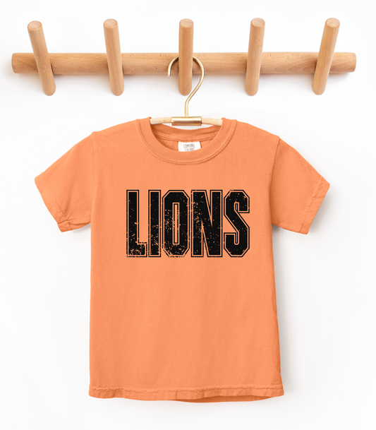 YOUTH BLACK DISTRESSED LIONS  - TODDLER & YOUTH TEES