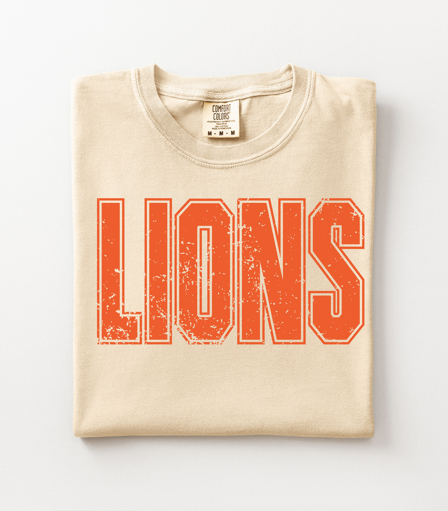 ORANGE DISTRESSED LIONS  - TEES + LONG SLEEVE TEES