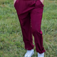 *BEST SELLING* ON THE MOVE SMOCKED WAIST JOGGERS - BERRY