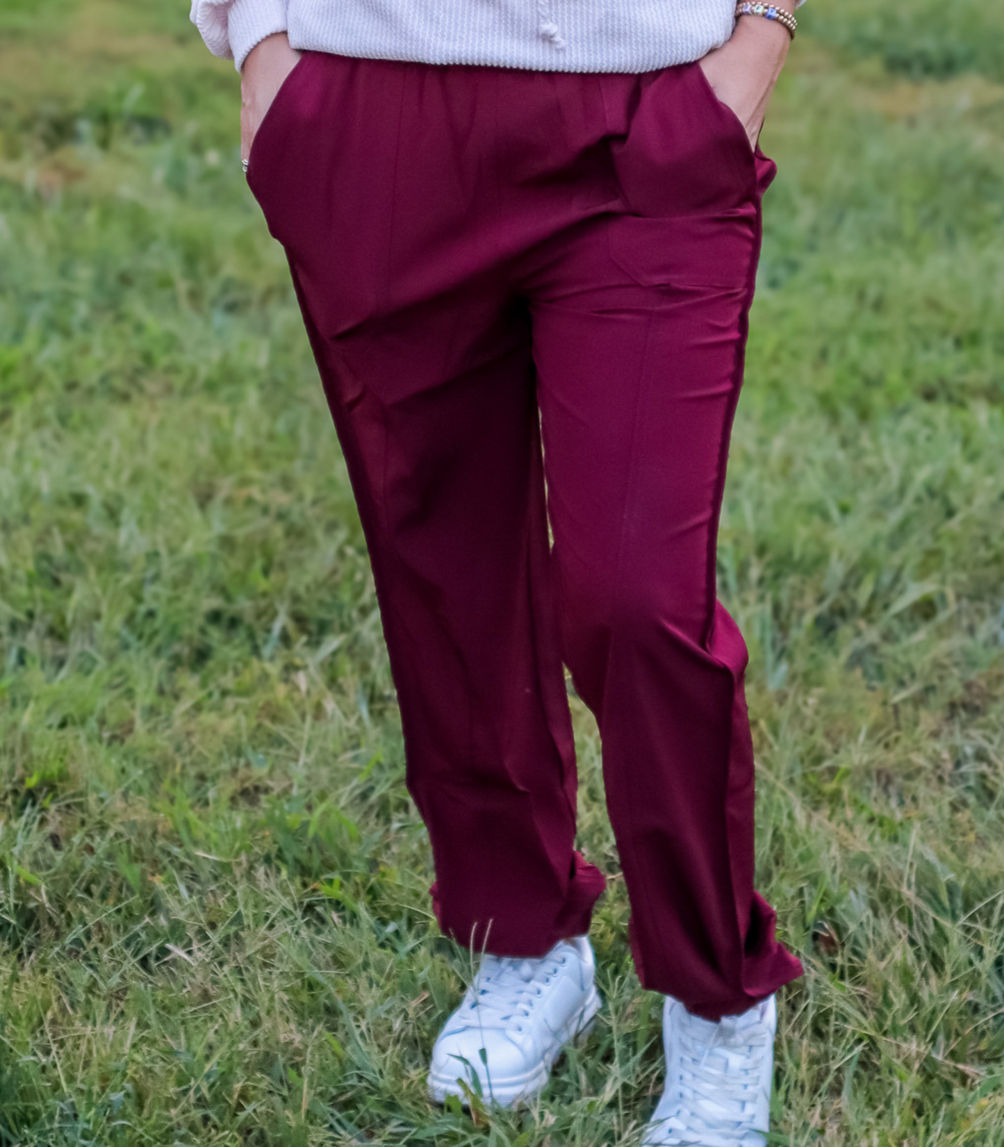 *BEST SELLING* ON THE MOVE SMOCKED WAIST JOGGERS - BERRY