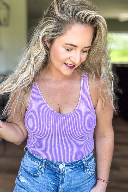PRE-ORDER ALWAYS MOVING RIBBED PADDED TANK - LAVENDER