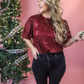 OH WHAT FUN LINED RED SEQUIN TOP