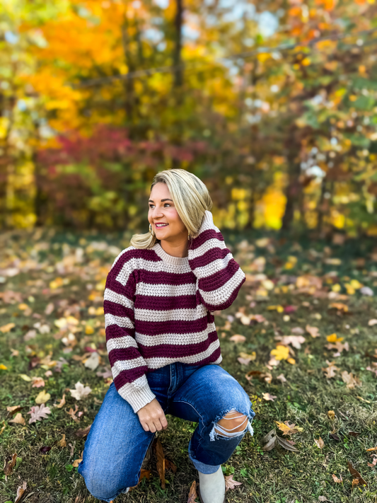 SWEET ON YOU STRIPED CHUNKY KNIT SWEATER