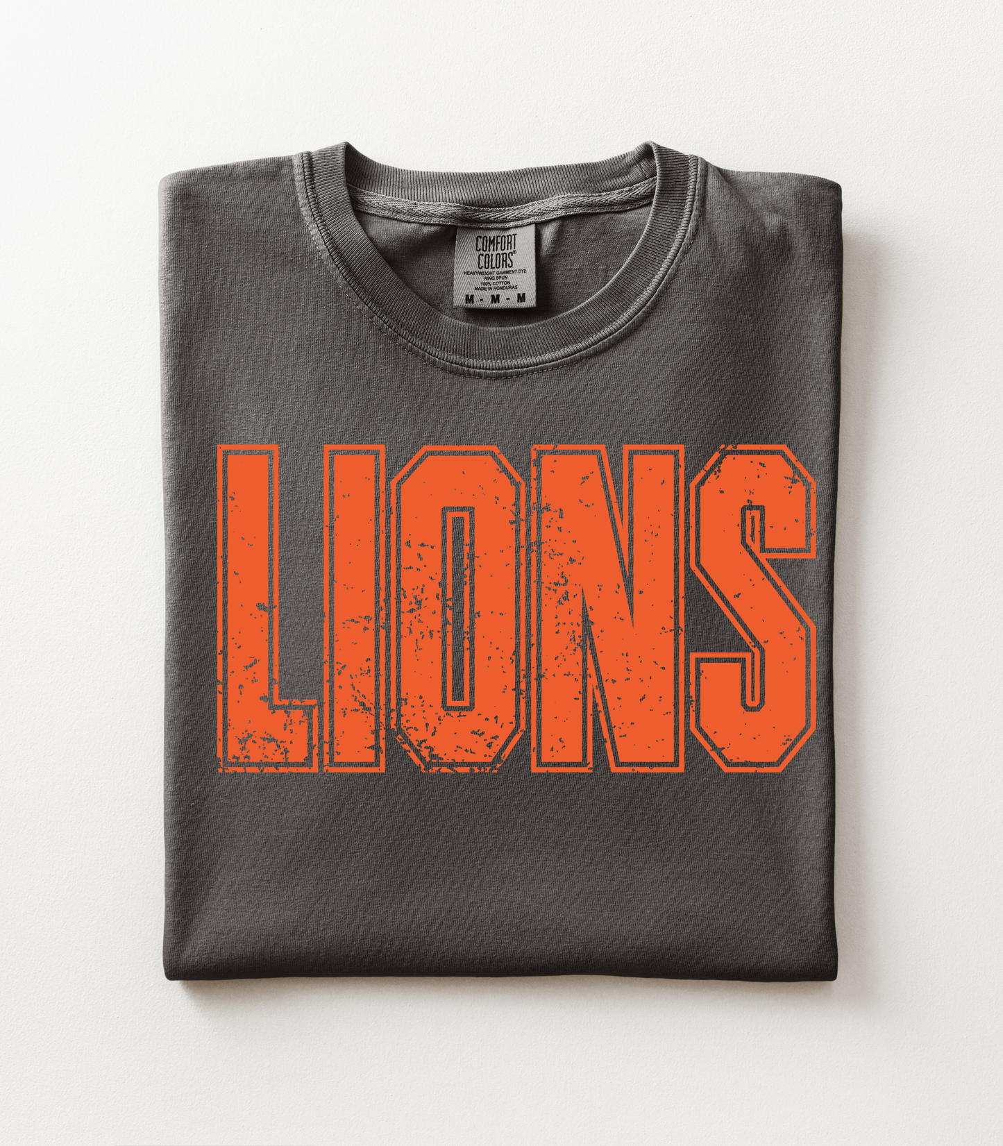 ORANGE DISTRESSED LIONS  - TEES + LONG SLEEVE TEES