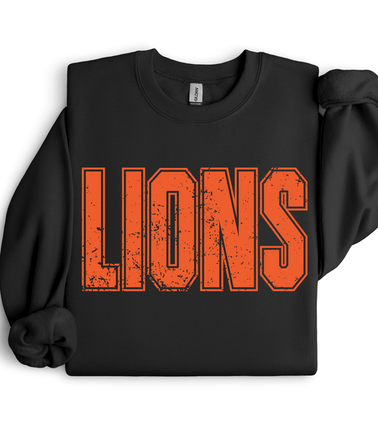ORANGE DISTRESSED LIONS - SWEATSHIRT OPTIONS