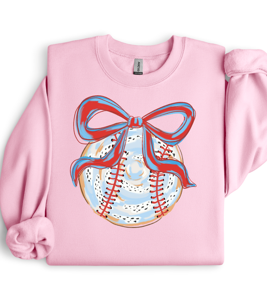 WATERCOLOR BASEBALL BOW FRONT ONLY - MULTIPLE STYLES