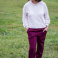 *BEST SELLING* ON THE MOVE SMOCKED WAIST JOGGERS - BERRY