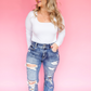 DESTROYED SUPER HIGH RISE STRETCH SLIM STRAIGHT JEANS - FINAL SALE