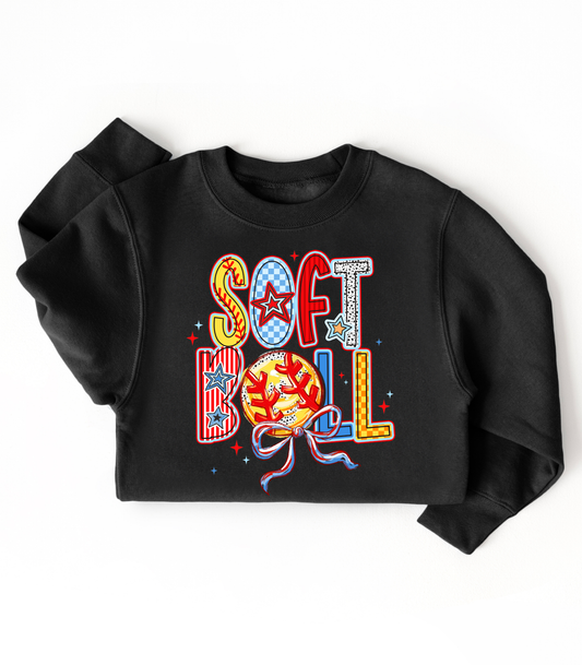 SOFTBALL DOODLES FRONT ONLY - MULTIPLE STYLES - TODDLER/YOUTH