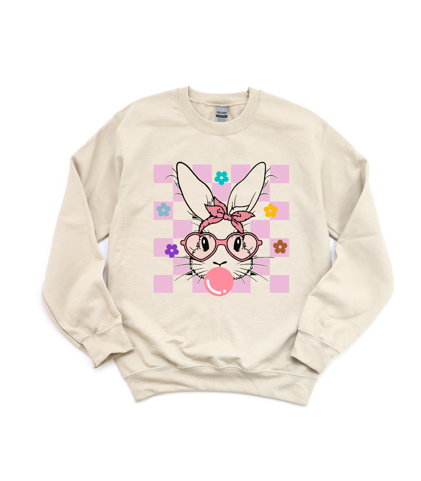 ADULT PINK CHECKERED BUNNY BUBBLE GUM